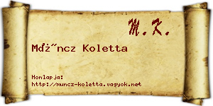 Müncz Koletta névjegykártya